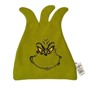 Universal Studios Dr Seuss The Grinch Green Polar‎ Fleece Beanie Hat Adult NWT